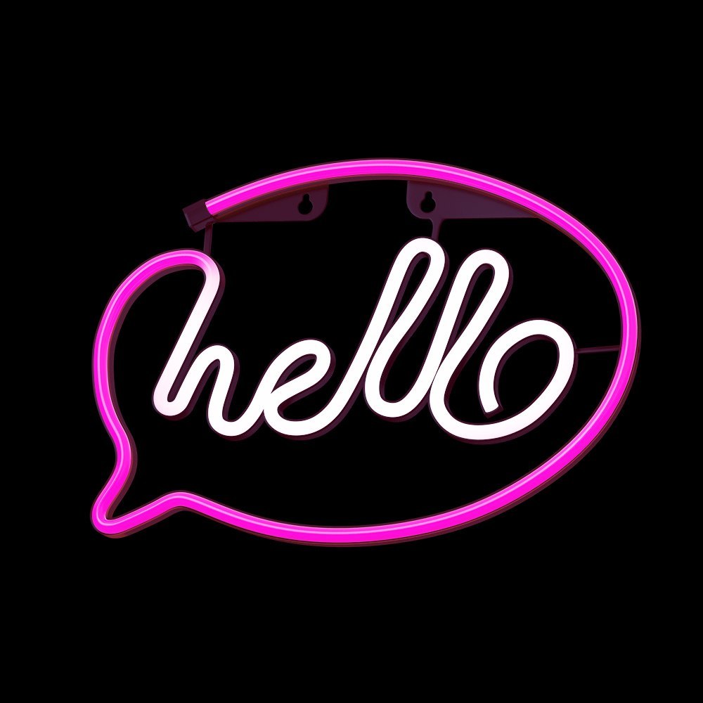Neon LED HELLO róż biały Bat + USB FLNE15 Forever Light